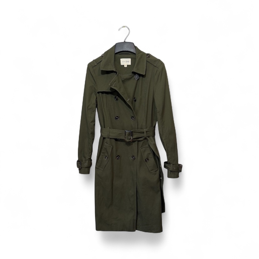 Maison Jules Trench Coat Olive Green Size M